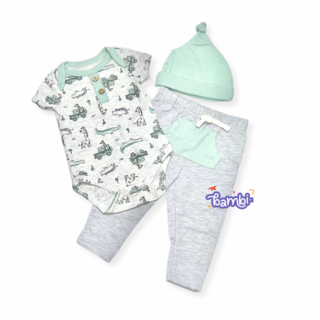 3PCS PANT & CREEPER SET