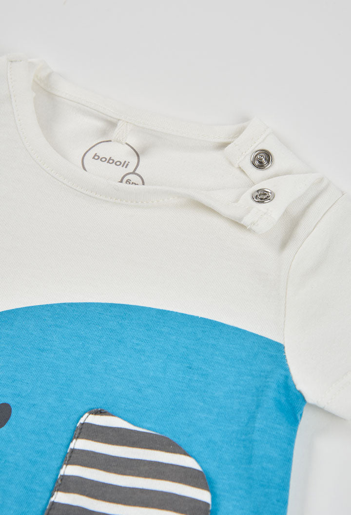 LUCKY ELEPHANT BLUE BABY ROMPER