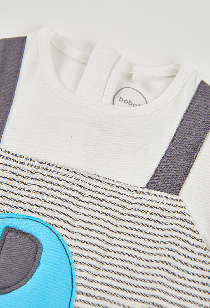 GREY & BLUE ELEPHANT BABY ROMPER
