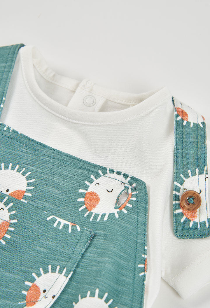 LITTLE SUNSHINE MINT DUNGAREE SET