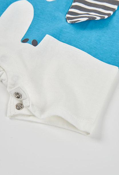 LUCKY ELEPHANT BLUE BABY ROMPER