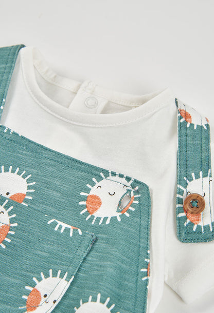 LITTLE SUNSHINE MINT DUNGAREE SET