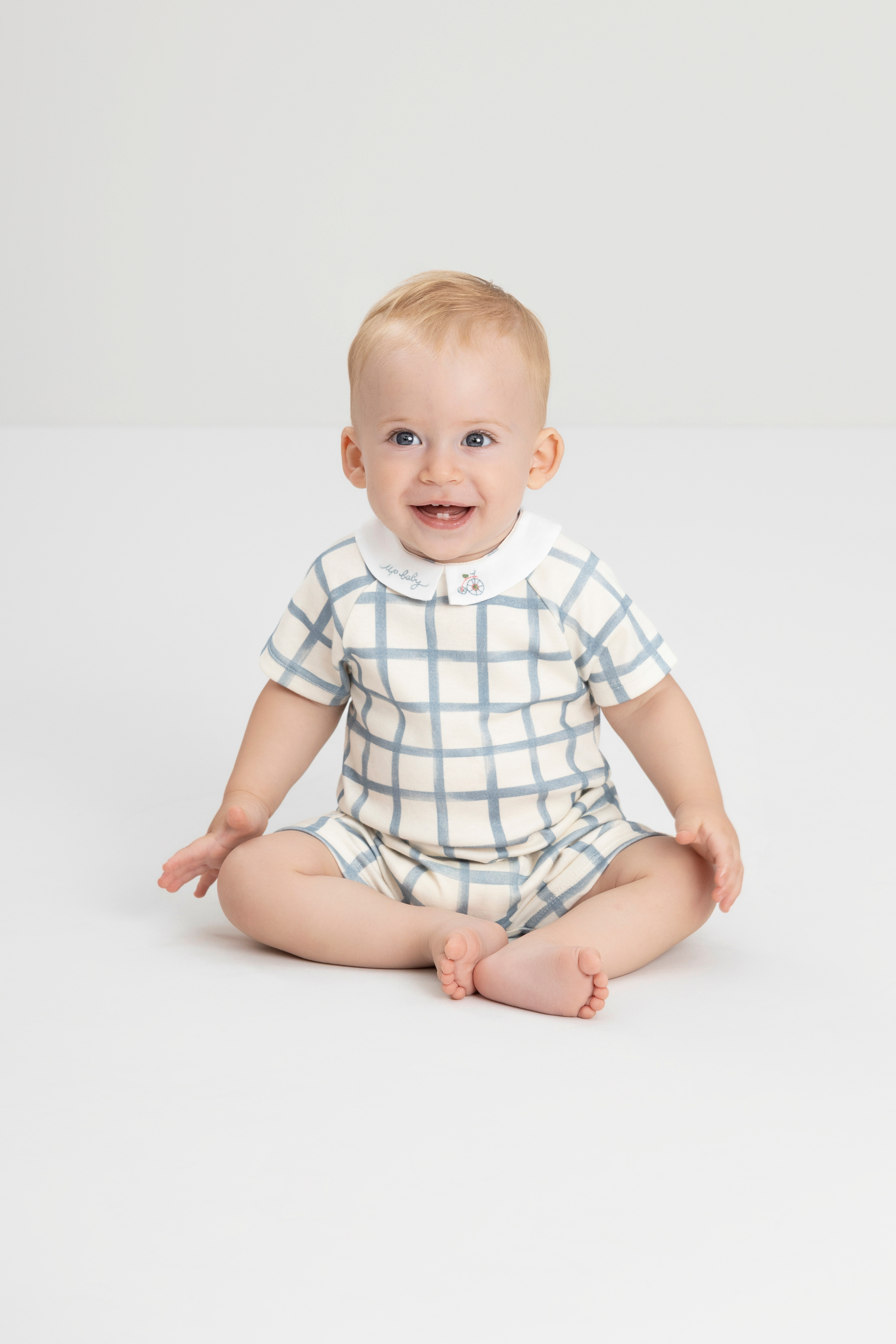 VINTAGE BLUE CHECK ROMPER