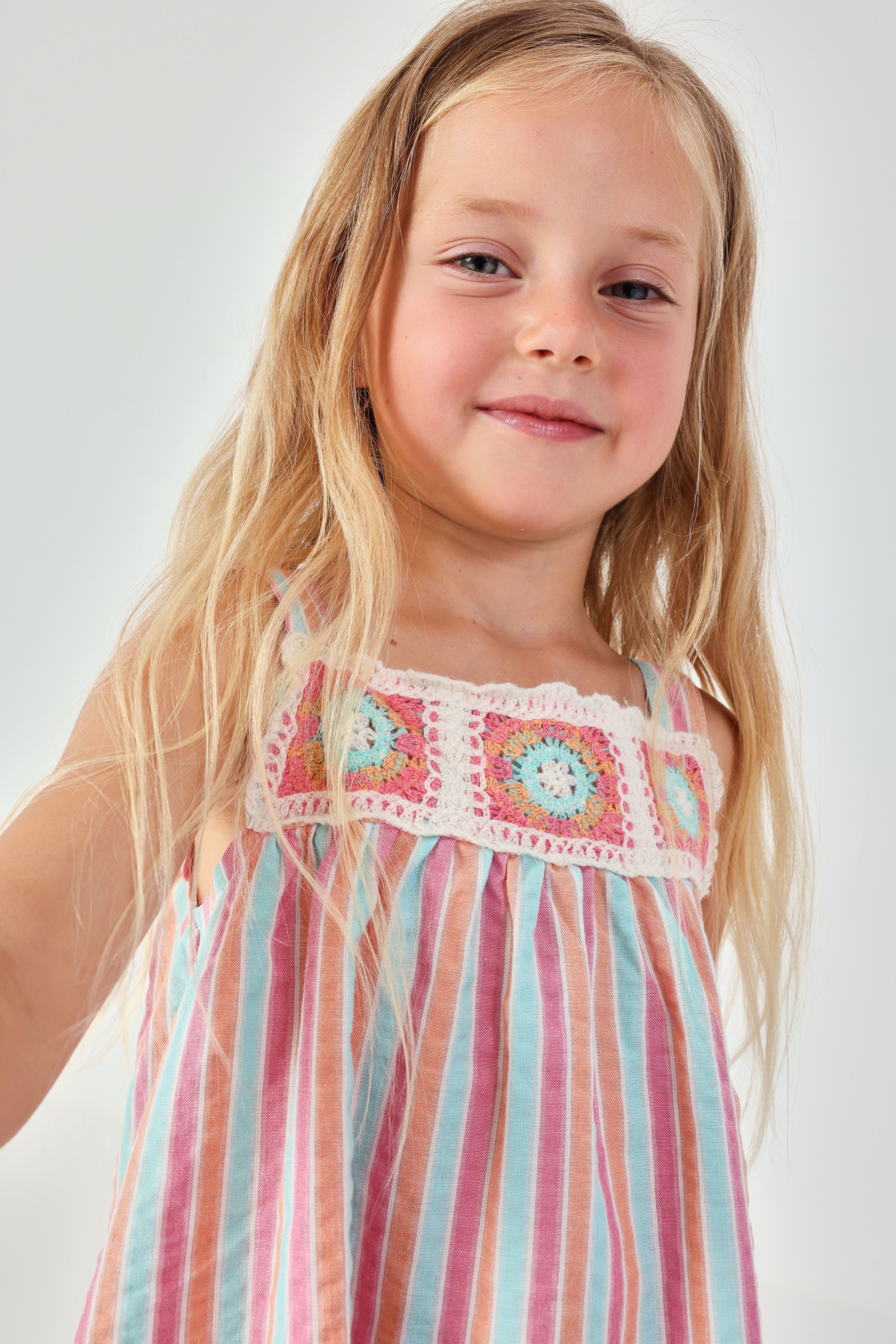 SUNSET STRIPES CROCHET DRESS