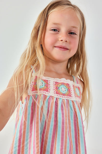 SUNSET STRIPES CROCHET DRESS