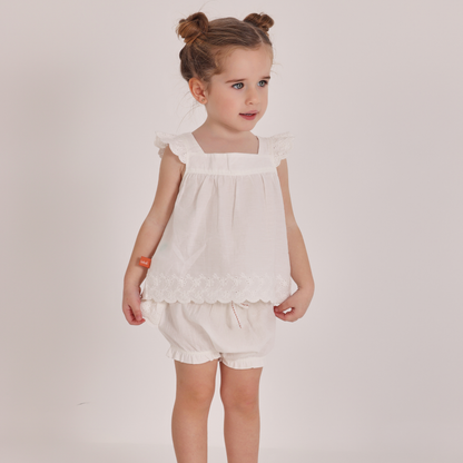WHITE EYELET BABY SET