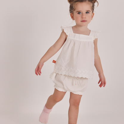 WHITE EYELET BABY SET
